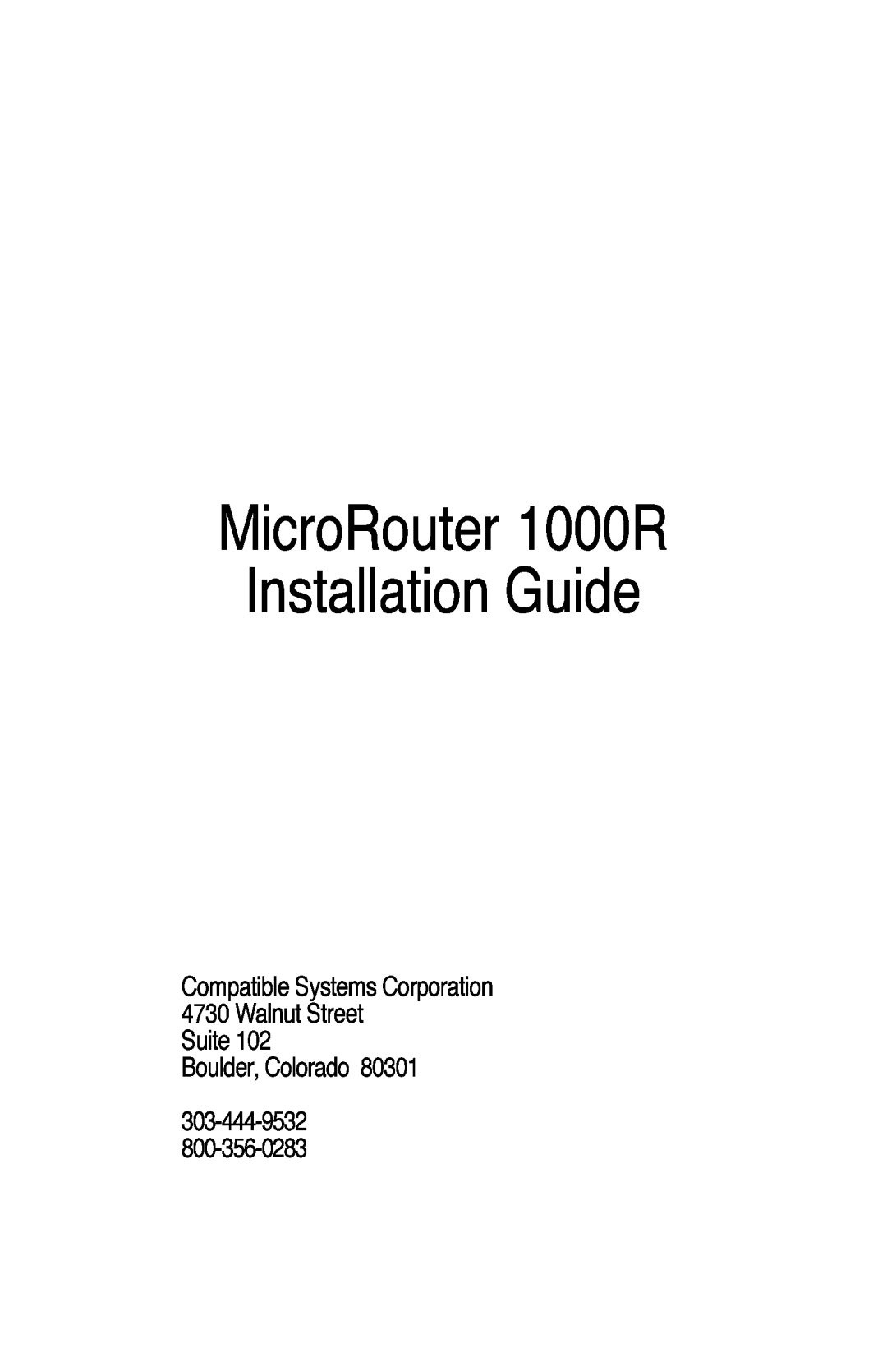 Compatible Systems 1000R manual 