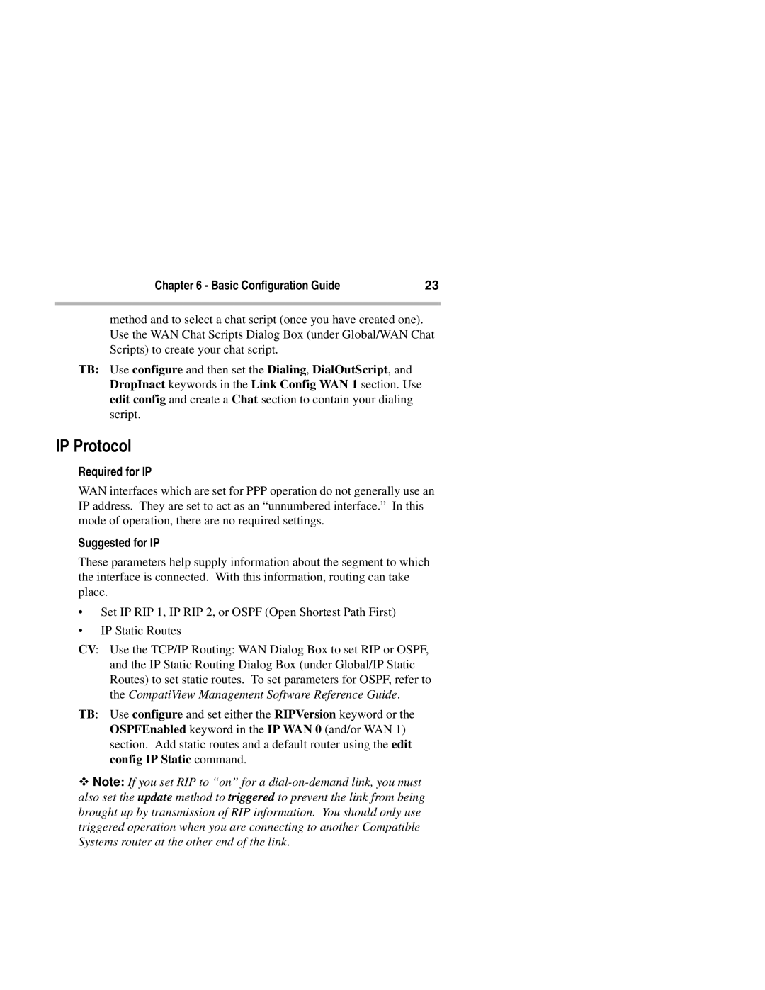 Compatible Systems 1200i manual IP Protocol 