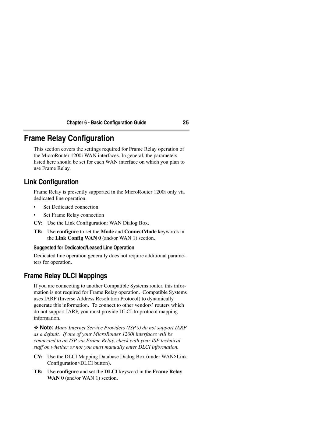 Compatible Systems 1200i manual Frame Relay Configuration, Frame Relay Dlci Mappings 