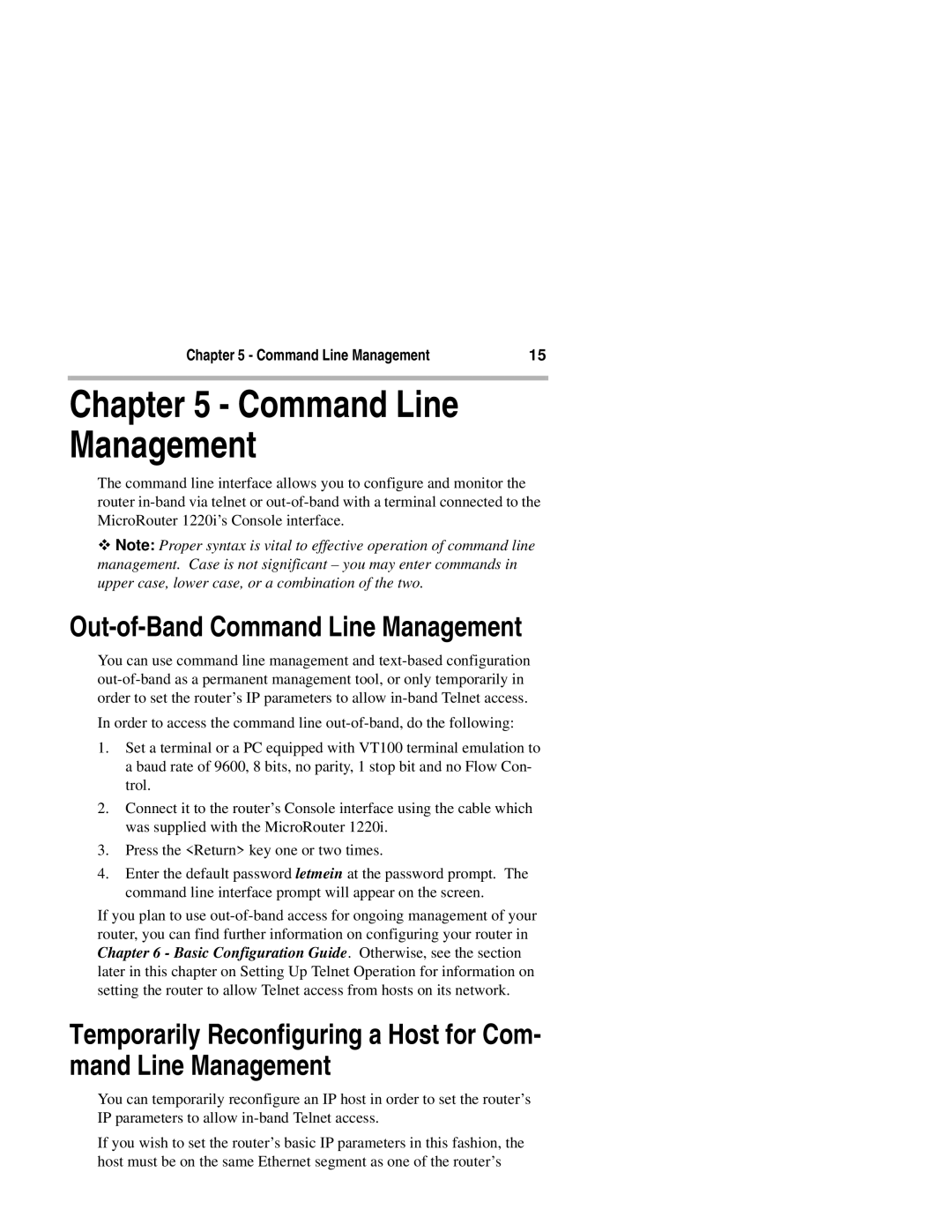Compatible Systems 1220I manual Out-of-Band Command Line Management 