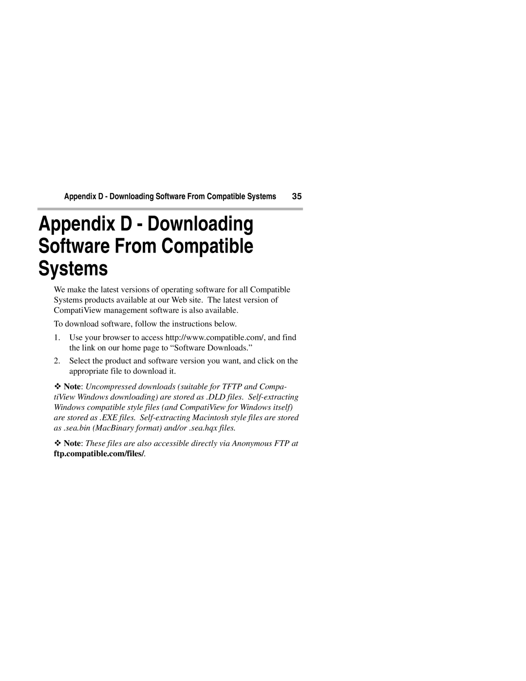 Compatible Systems 1220I manual Appendix D Downloading Software From Compatible Systems 