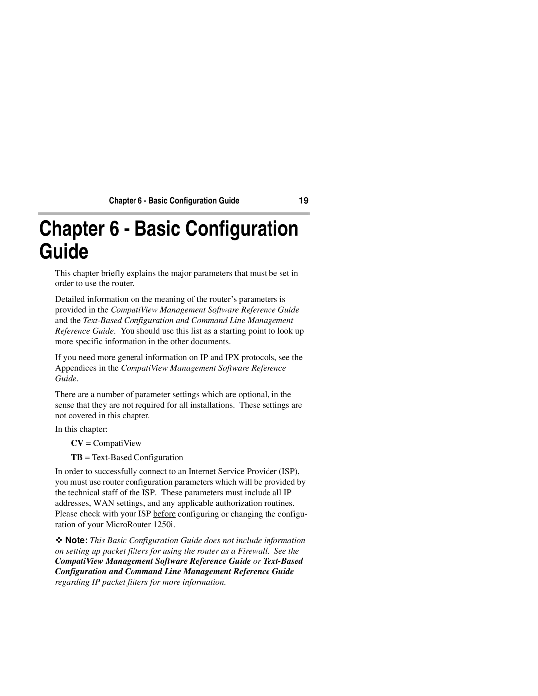 Compatible Systems 1250I manual Basic Configuration Guide 