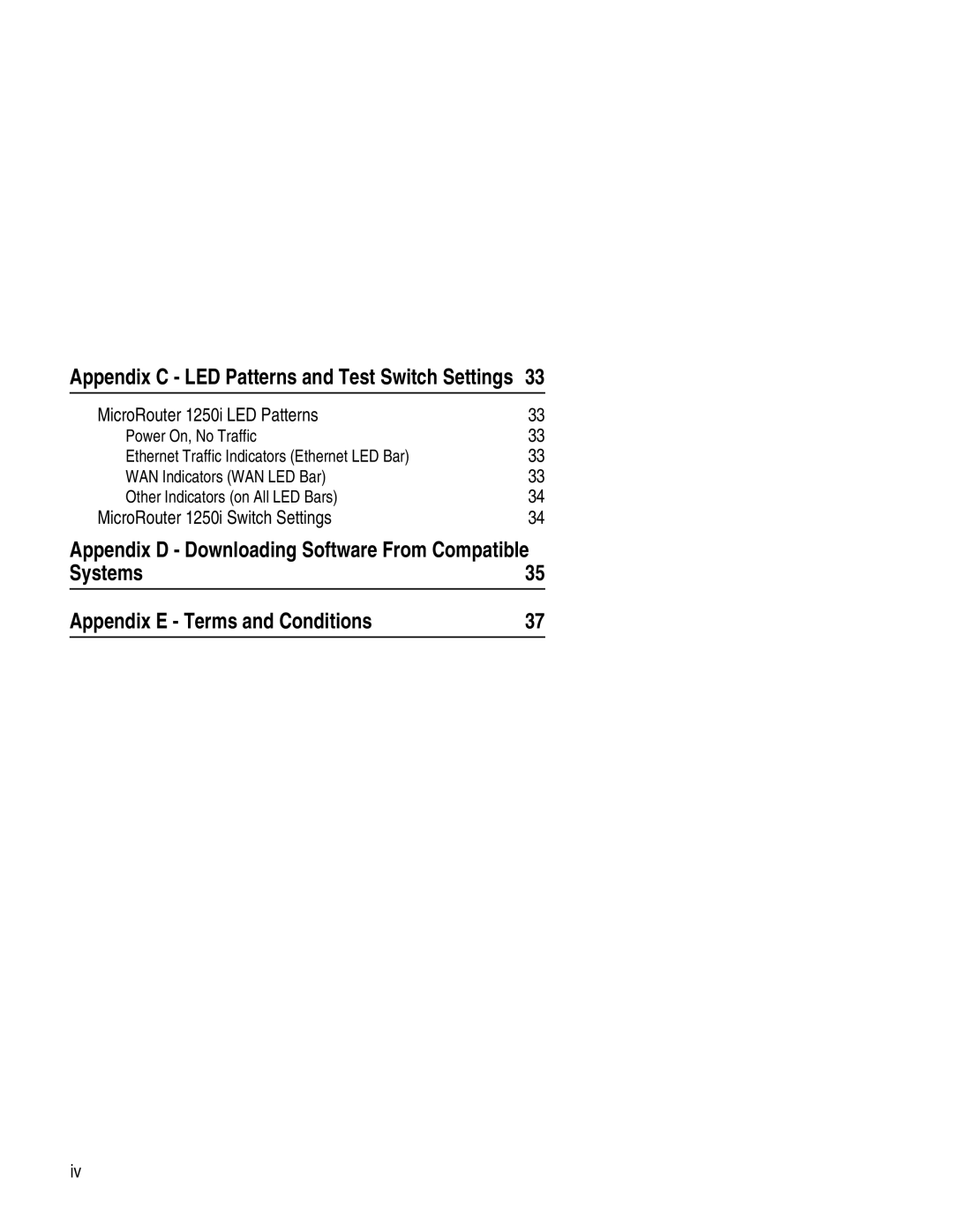 Compatible Systems 1250I manual Systems Appendix E Terms and Conditions, MicroRouter 1250i LED Patterns 