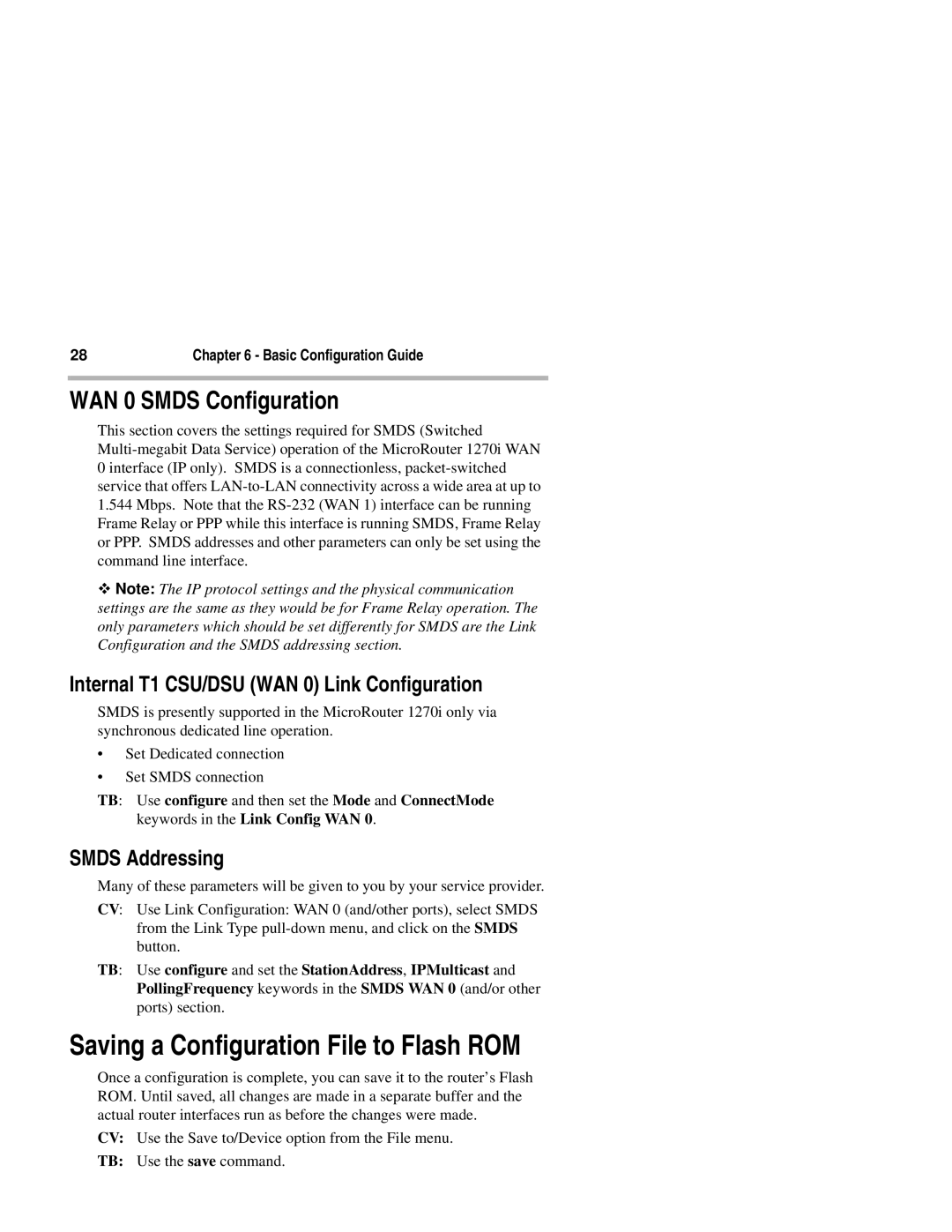 Compatible Systems 1270i manual Saving a Configuration File to Flash ROM, Smds Addressing 