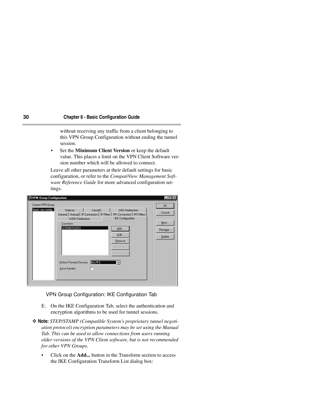 Compatible Systems 2+ manual VPN Group Configuration IKE Configuration Tab 