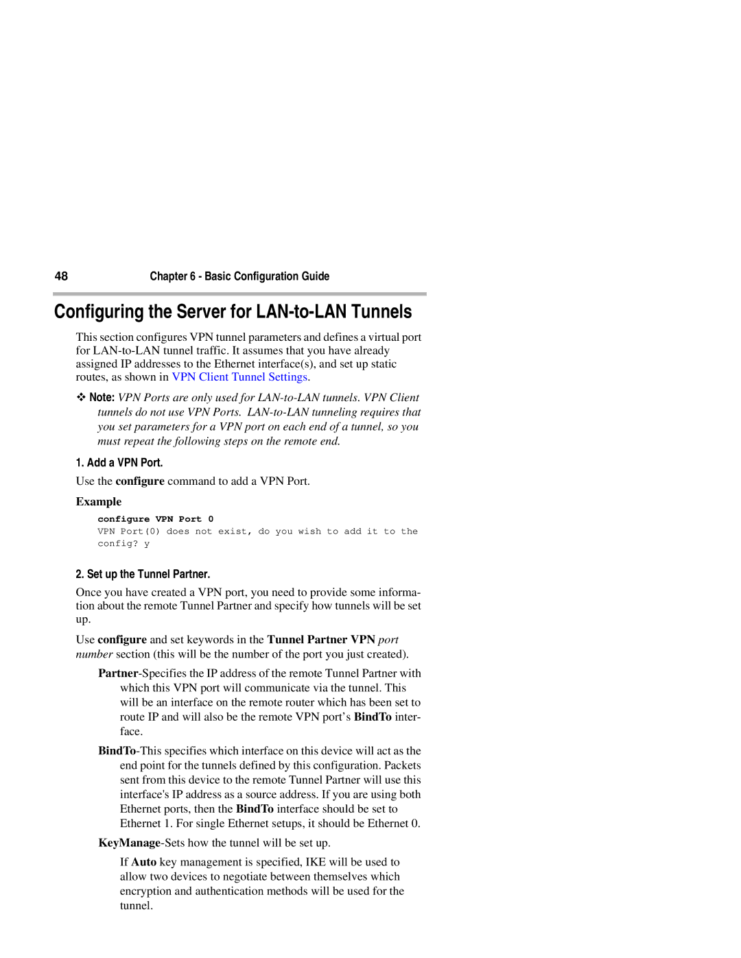 Compatible Systems 2+ manual Use the configure command to add a VPN Port 