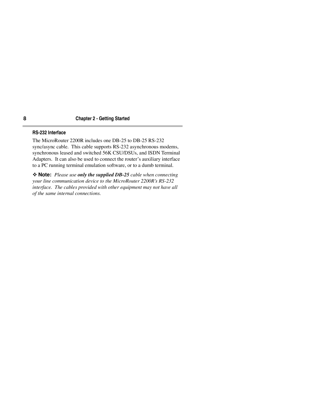 Compatible Systems 2200R manual Getting Started, RS-232 Interface 