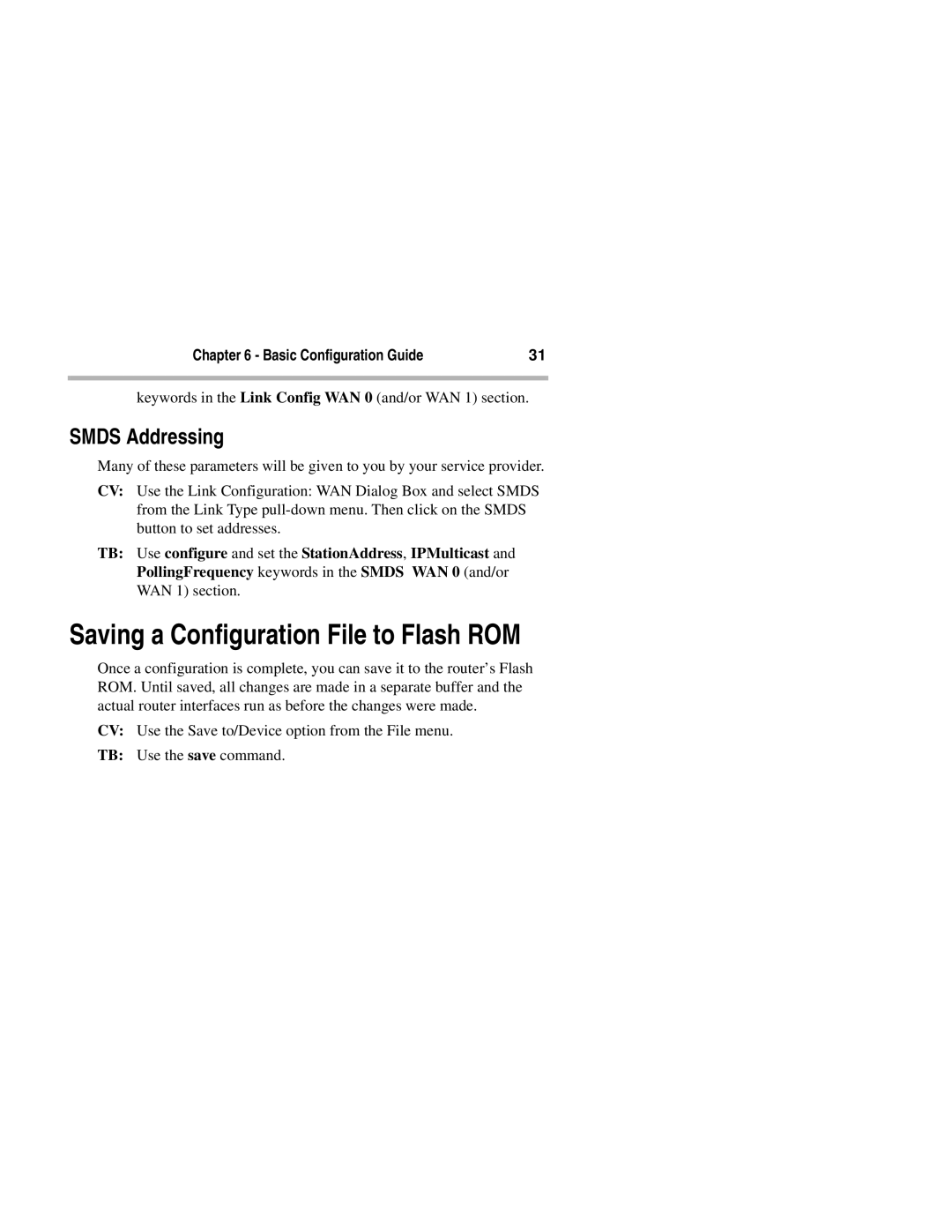 Compatible Systems 2200R manual Saving a Configuration File to Flash ROM, Smds Addressing 