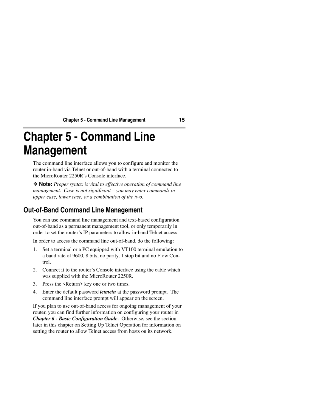 Compatible Systems 2250R manual Out-of-Band Command Line Management 