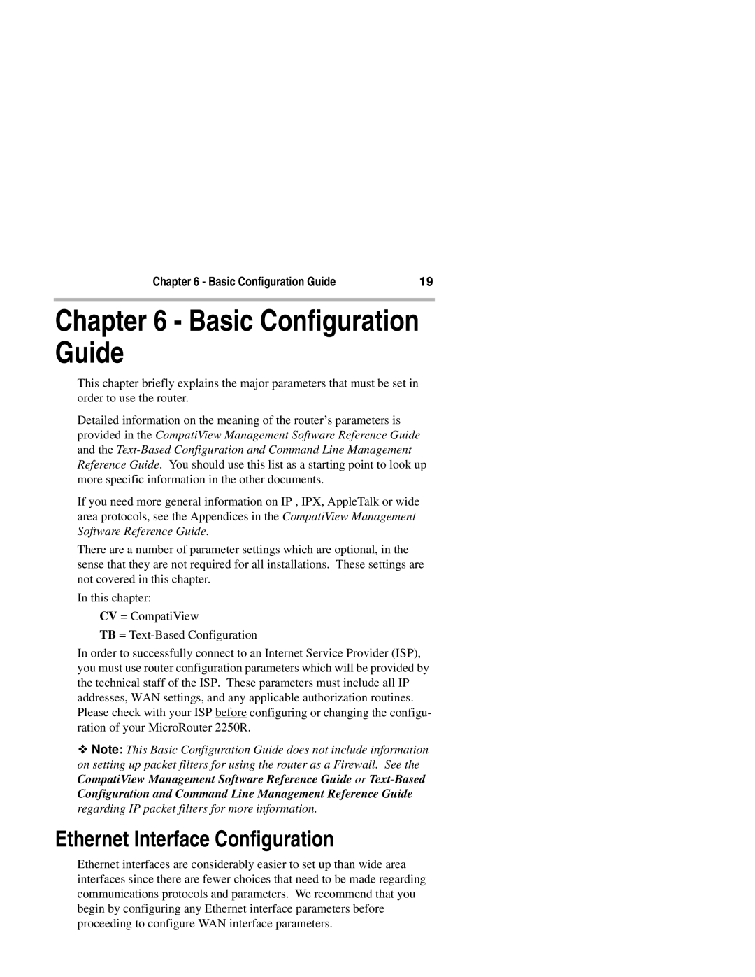 Compatible Systems 2250R manual Basic Configuration Guide, Ethernet Interface Configuration 