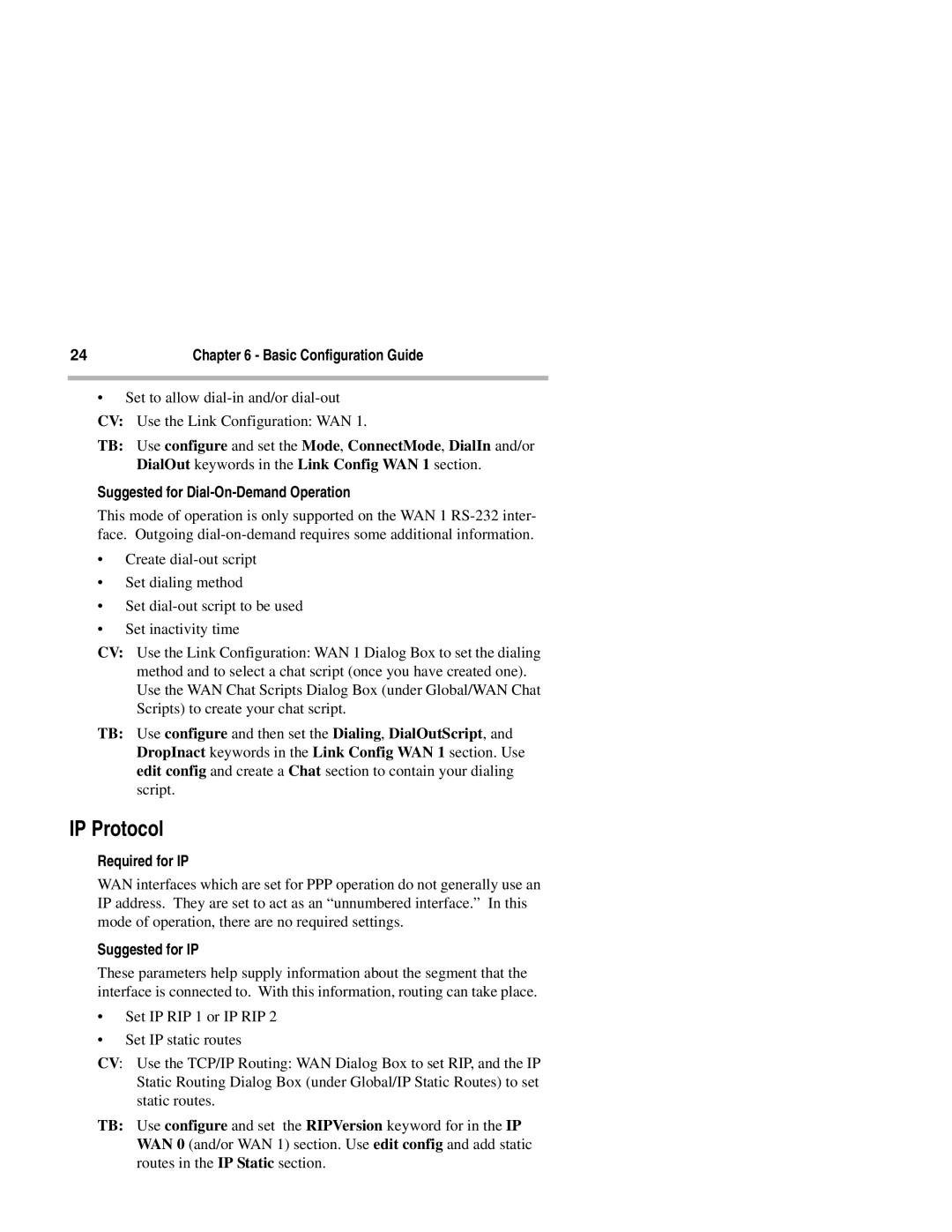 Compatible Systems 2250R manual IP Protocol, Suggested for Dial-On-Demand Operation 