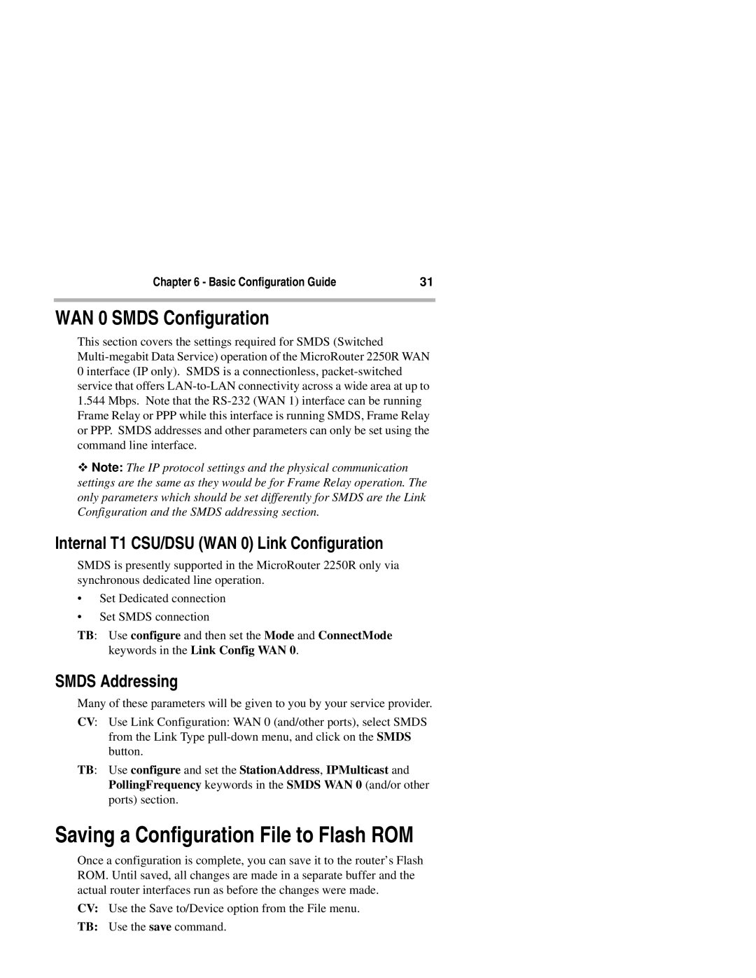 Compatible Systems 2250R manual Saving a Configuration File to Flash ROM, Smds Addressing 