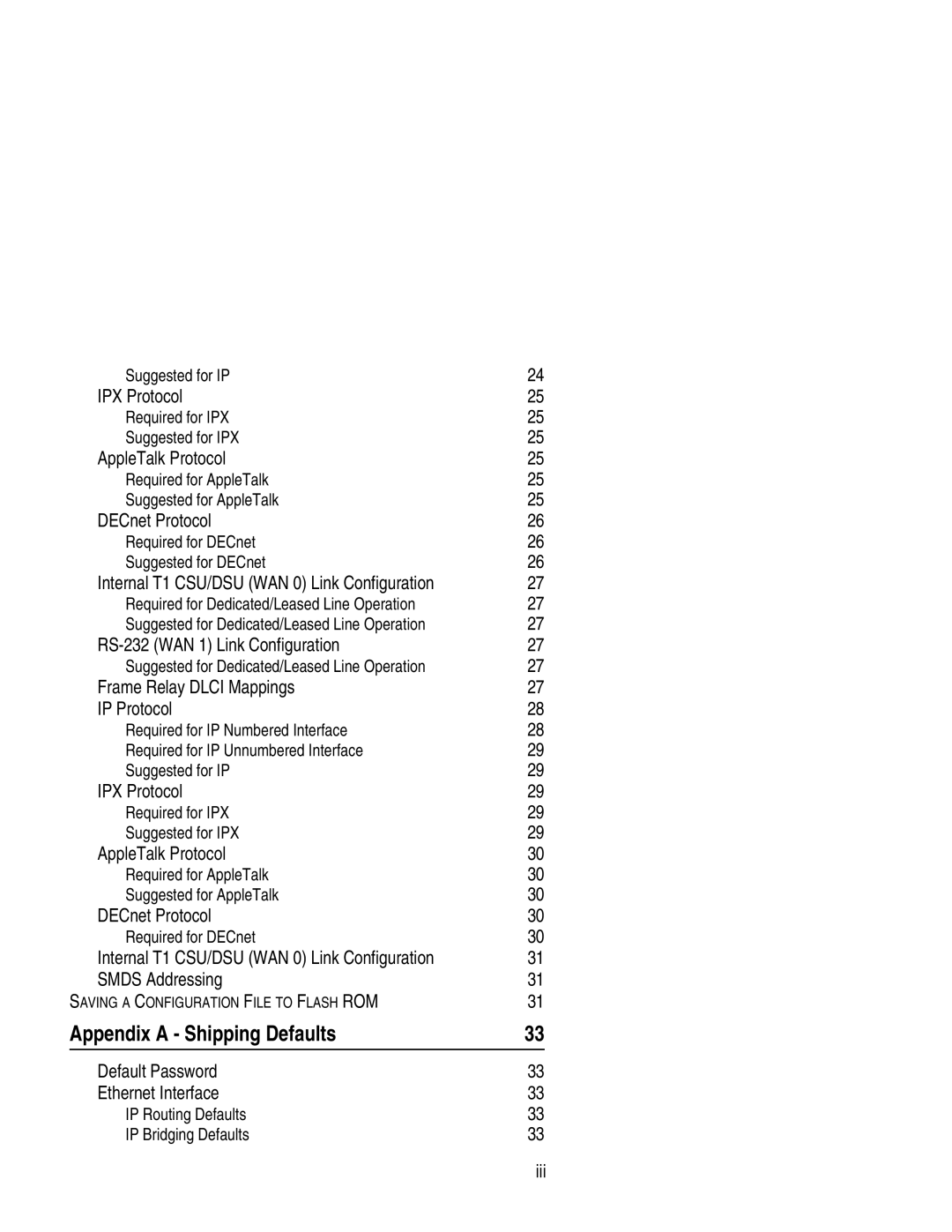 Compatible Systems 2250R manual Appendix a Shipping Defaults, Iii 