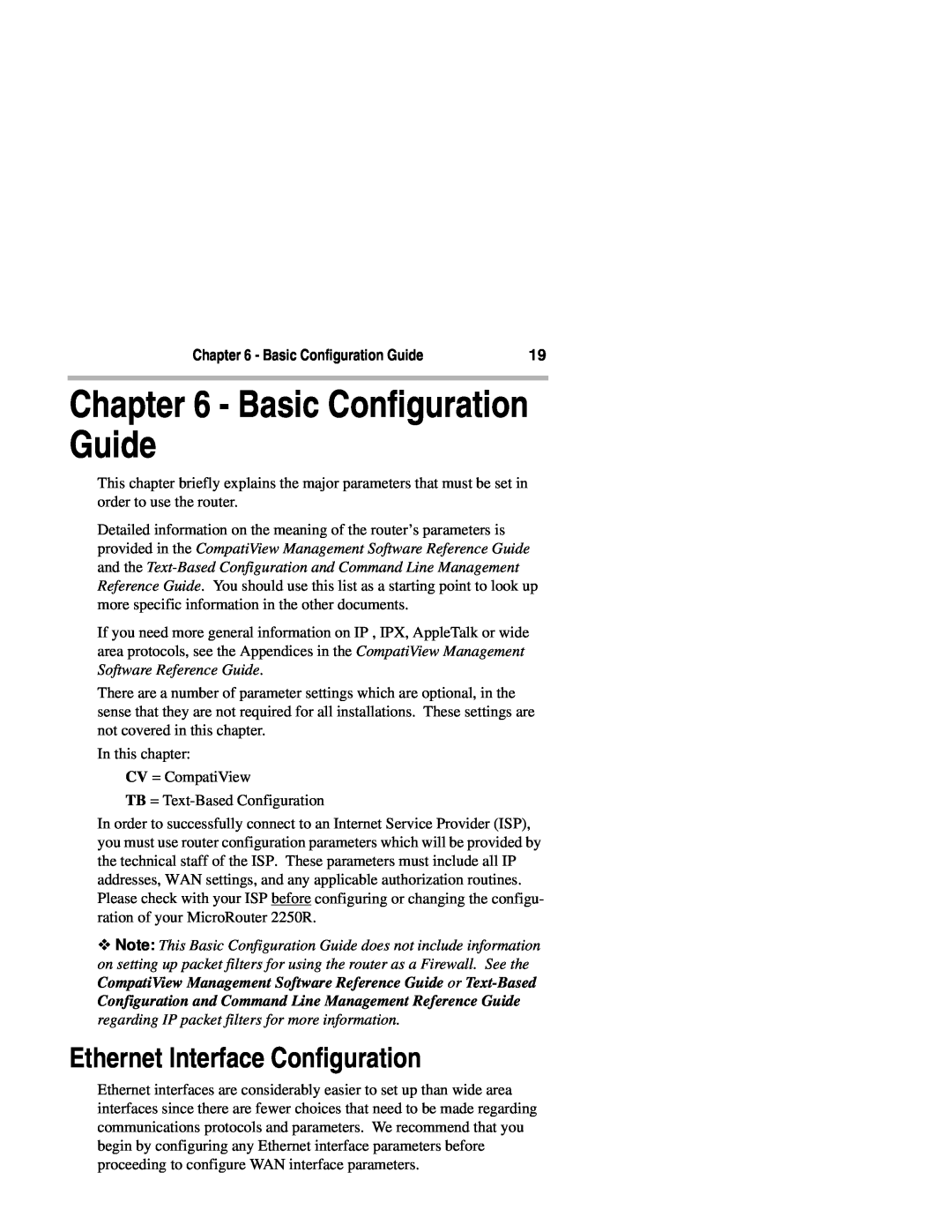 Compatible Systems 2250R manual Basic Configuration Guide, Ethernet Interface Configuration 