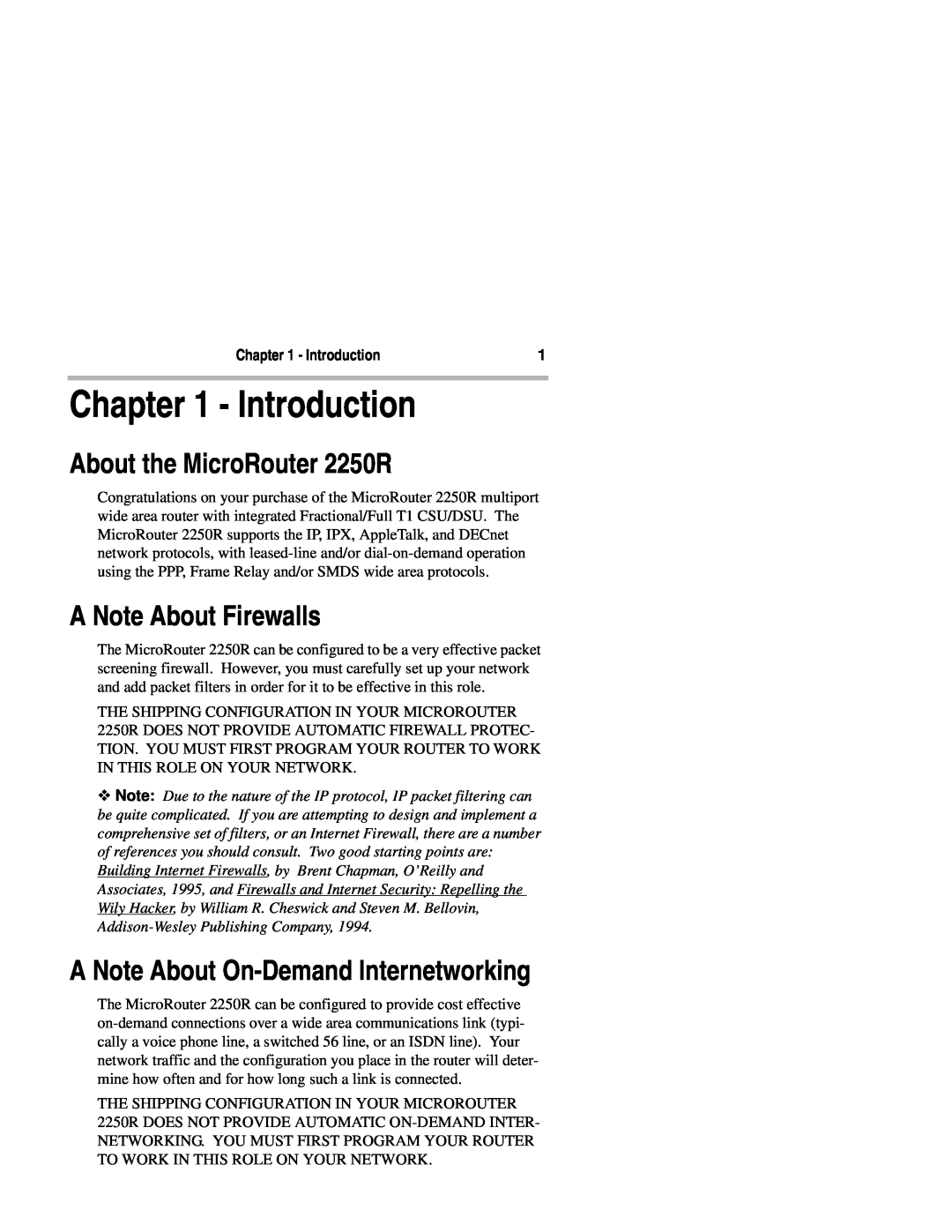 Compatible Systems manual Introduction, About the MicroRouter 2250R, A Note About Firewalls 