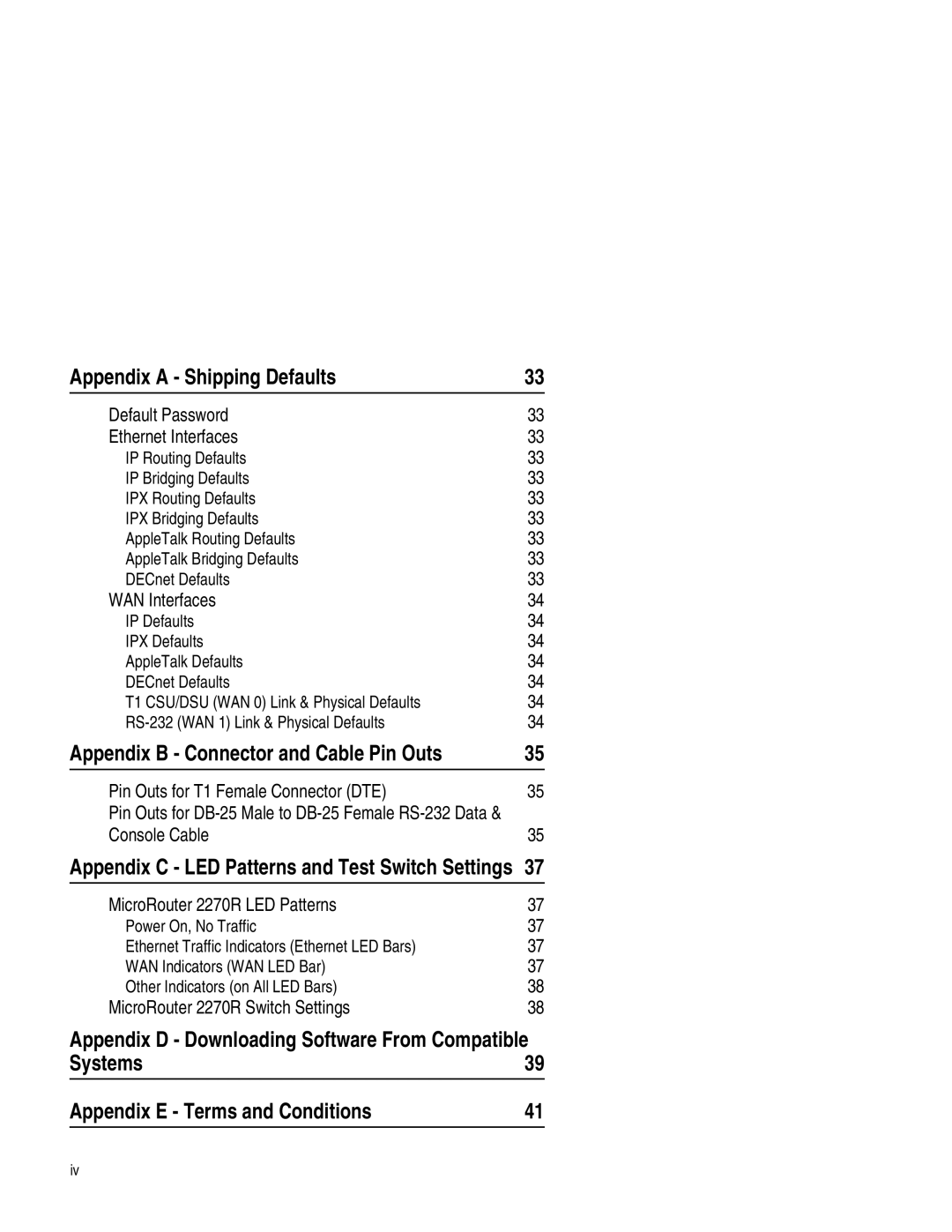 Compatible Systems 2270R manual Appendix a Shipping Defaults, Systems Appendix E Terms and Conditions 