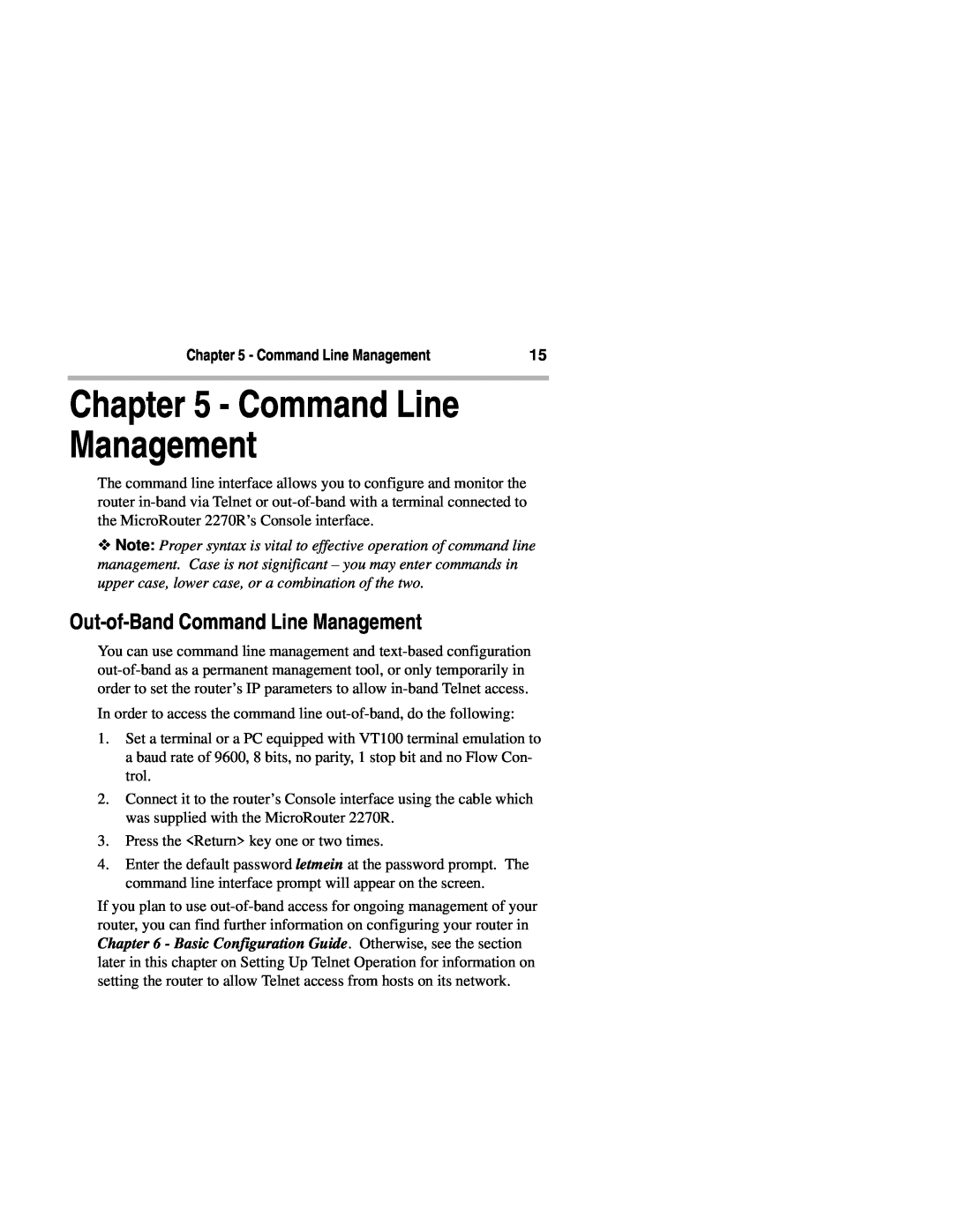 Compatible Systems 2270R manual Out-of-Band Command Line Management 