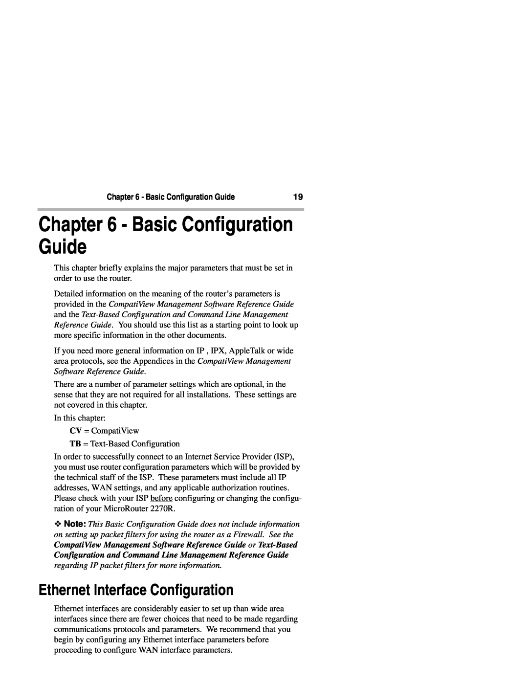 Compatible Systems 2270R manual Basic Configuration Guide, Ethernet Interface Configuration 