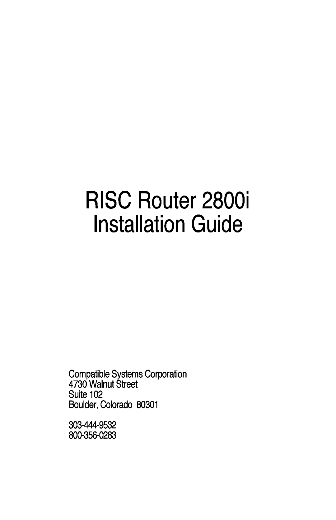 Compatible Systems 2800i manual 