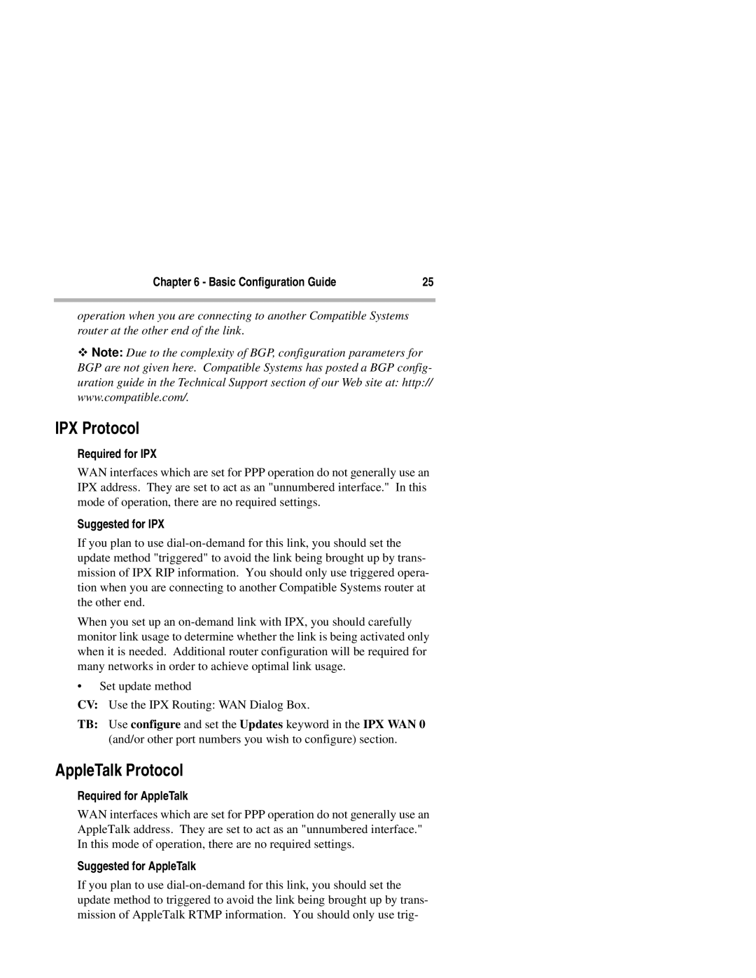 Compatible Systems 3500R manual IPX Protocol 