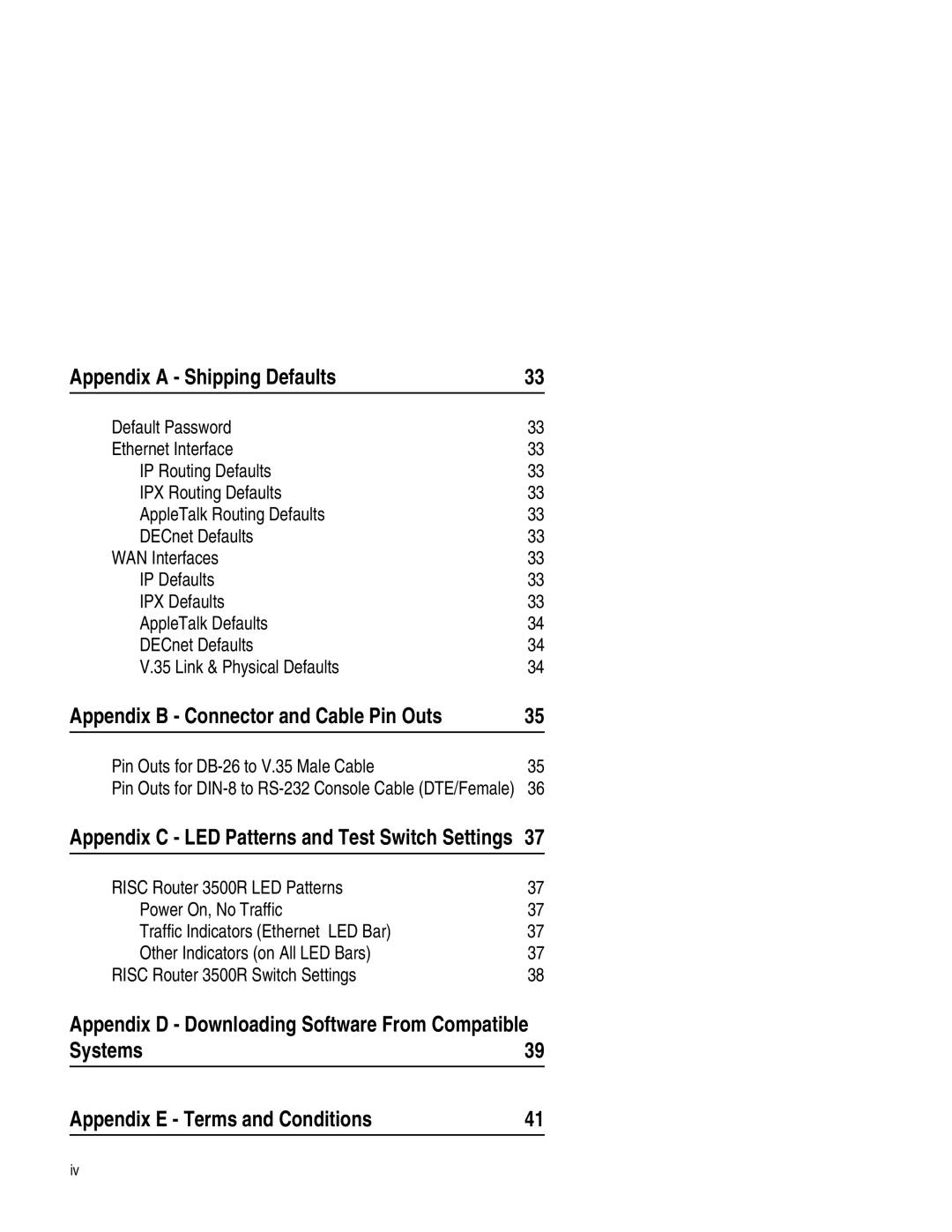 Compatible Systems 3500R manual Appendix a Shipping Defaults, Systems Appendix E Terms and Conditions 