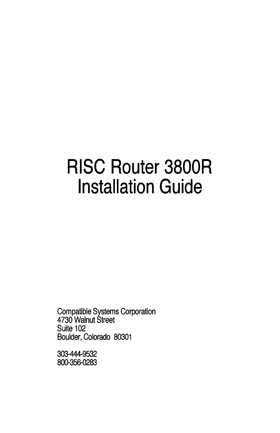 Compatible Systems 3800R manual 