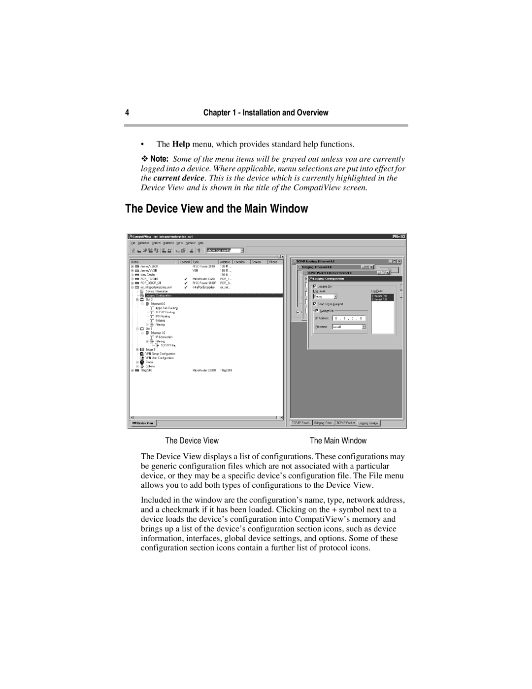 Compatible Systems 5.4 manual Device View and the Main Window 