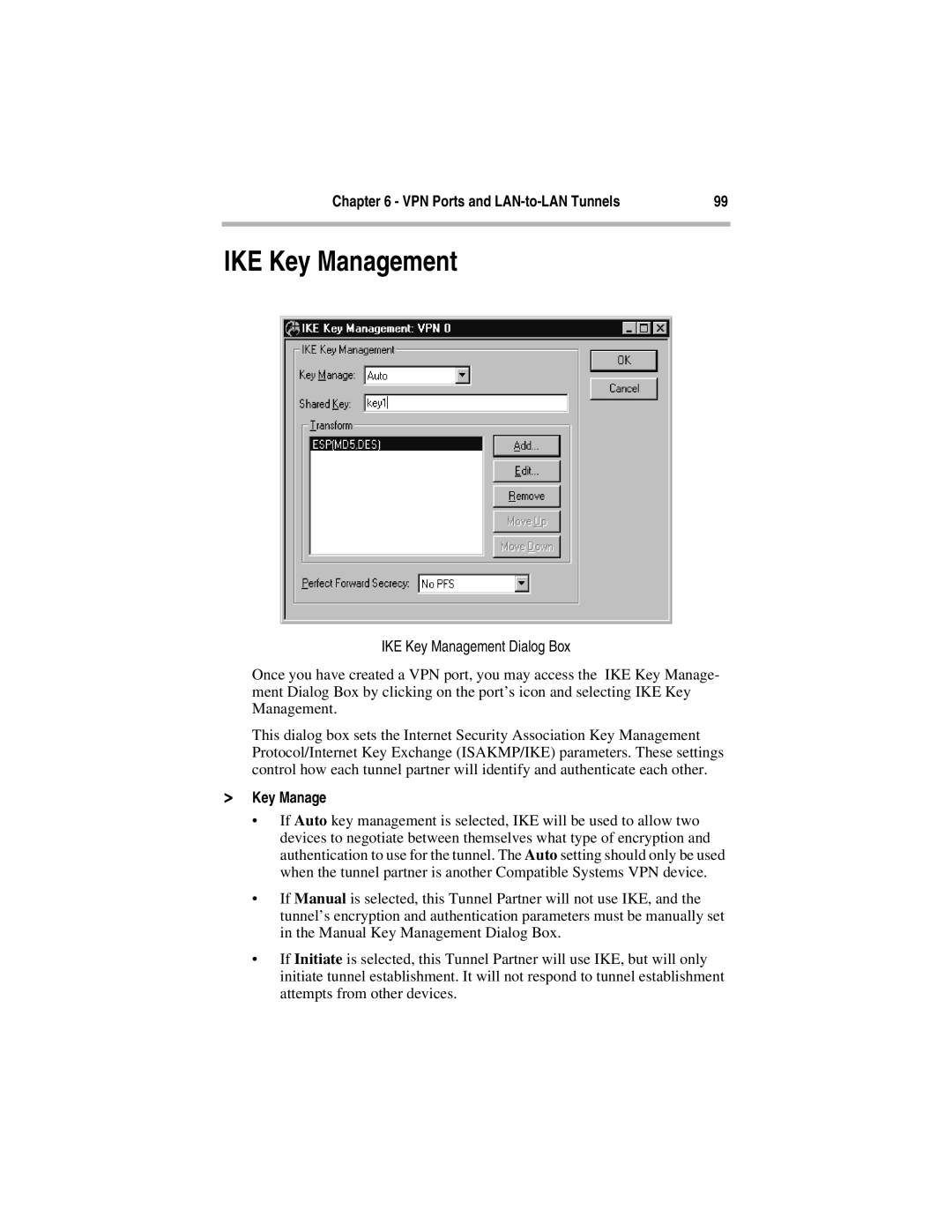 Compatible Systems 5.4 manual IKE Key Management Dialog Box 