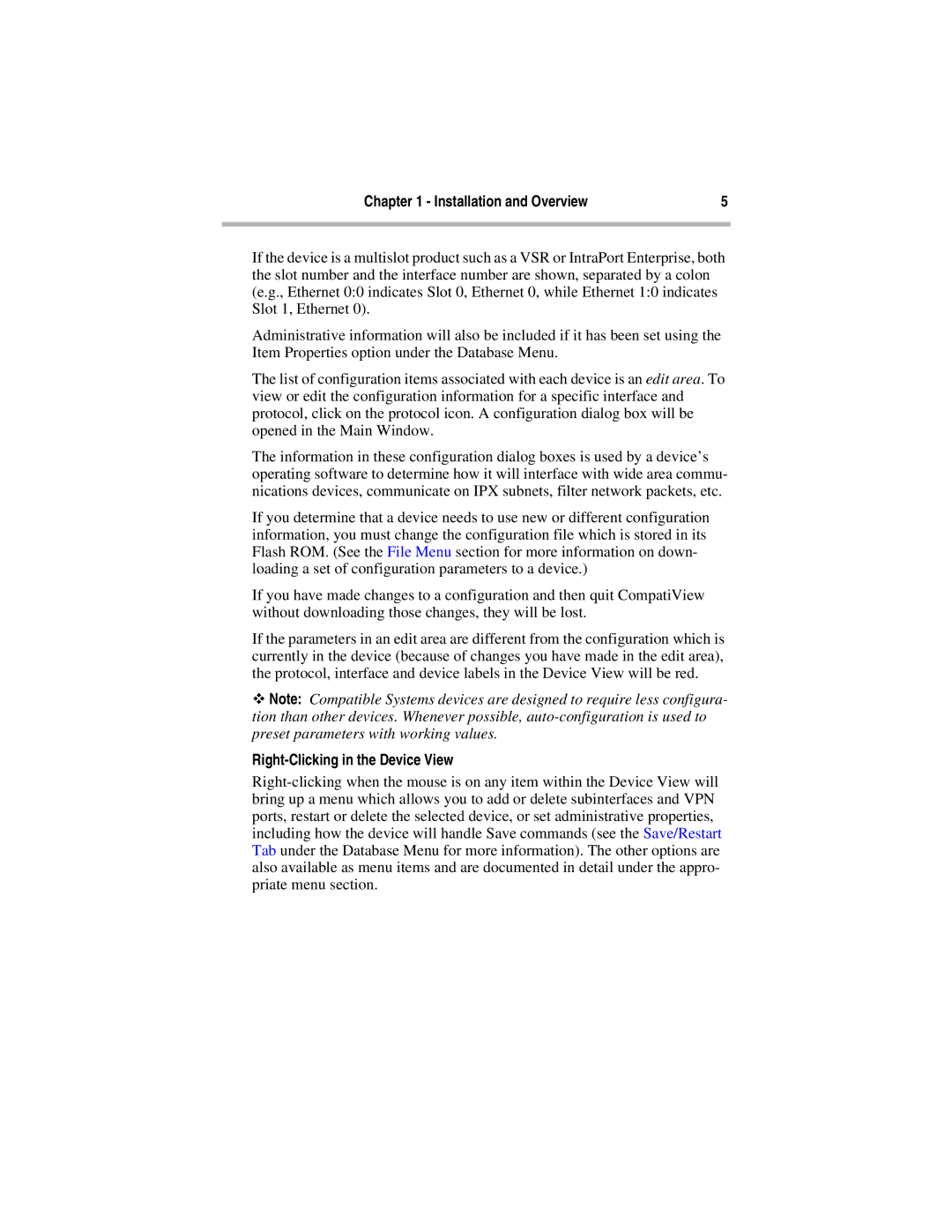 Compatible Systems 5.4 manual Right-Clicking in the Device View 