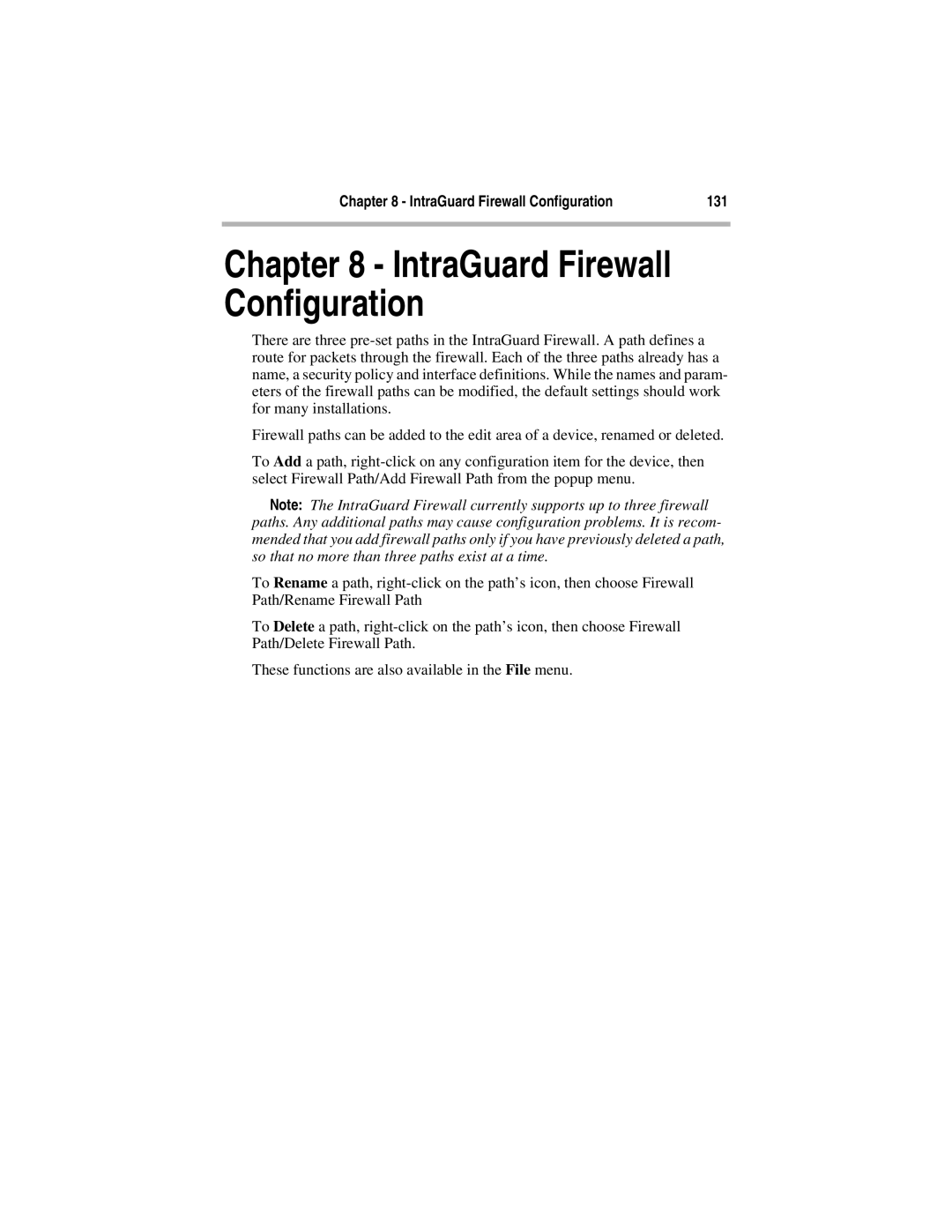 Compatible Systems 5.4 manual IntraGuard Firewall Configuration, 131 