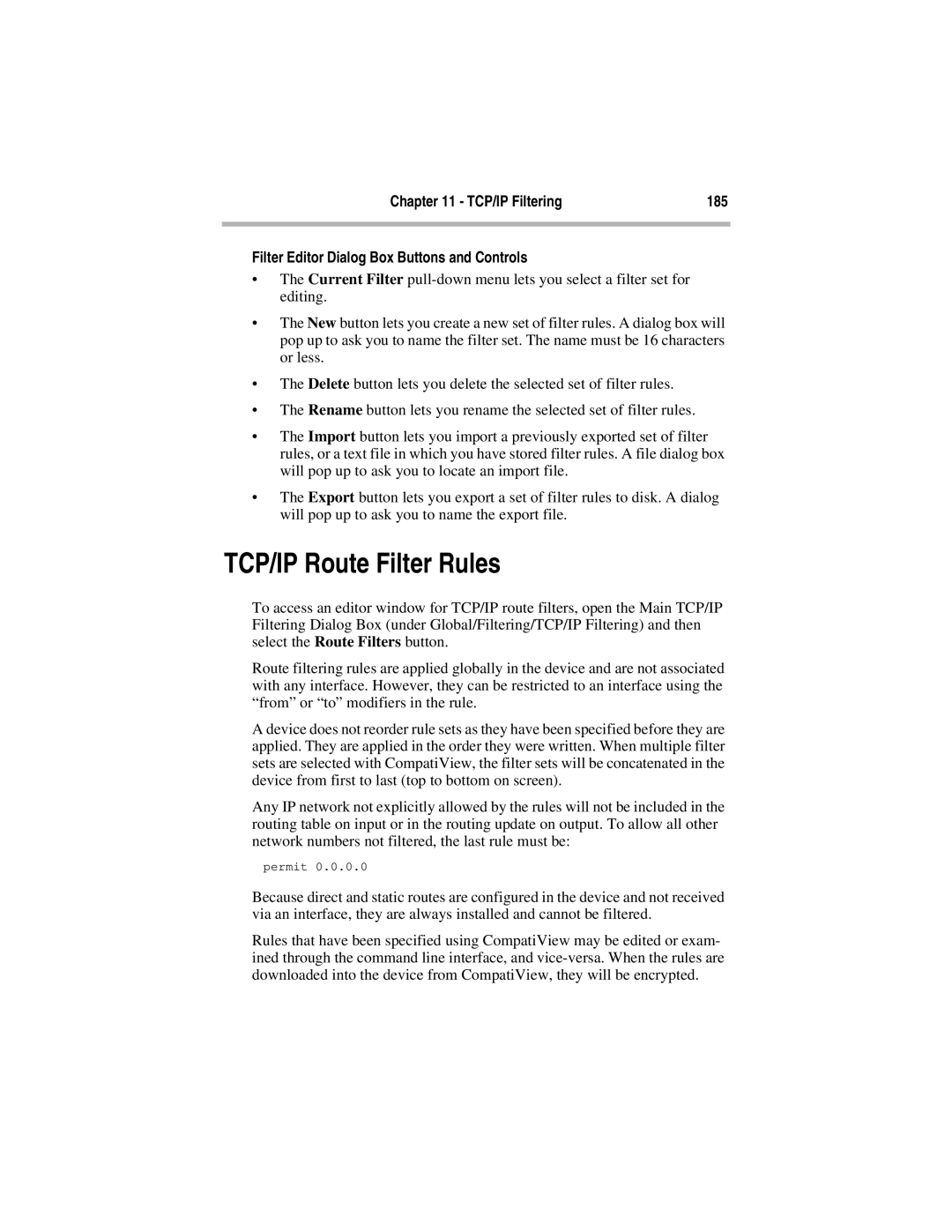 Compatible Systems 5.4 manual TCP/IP Route Filter Rules 