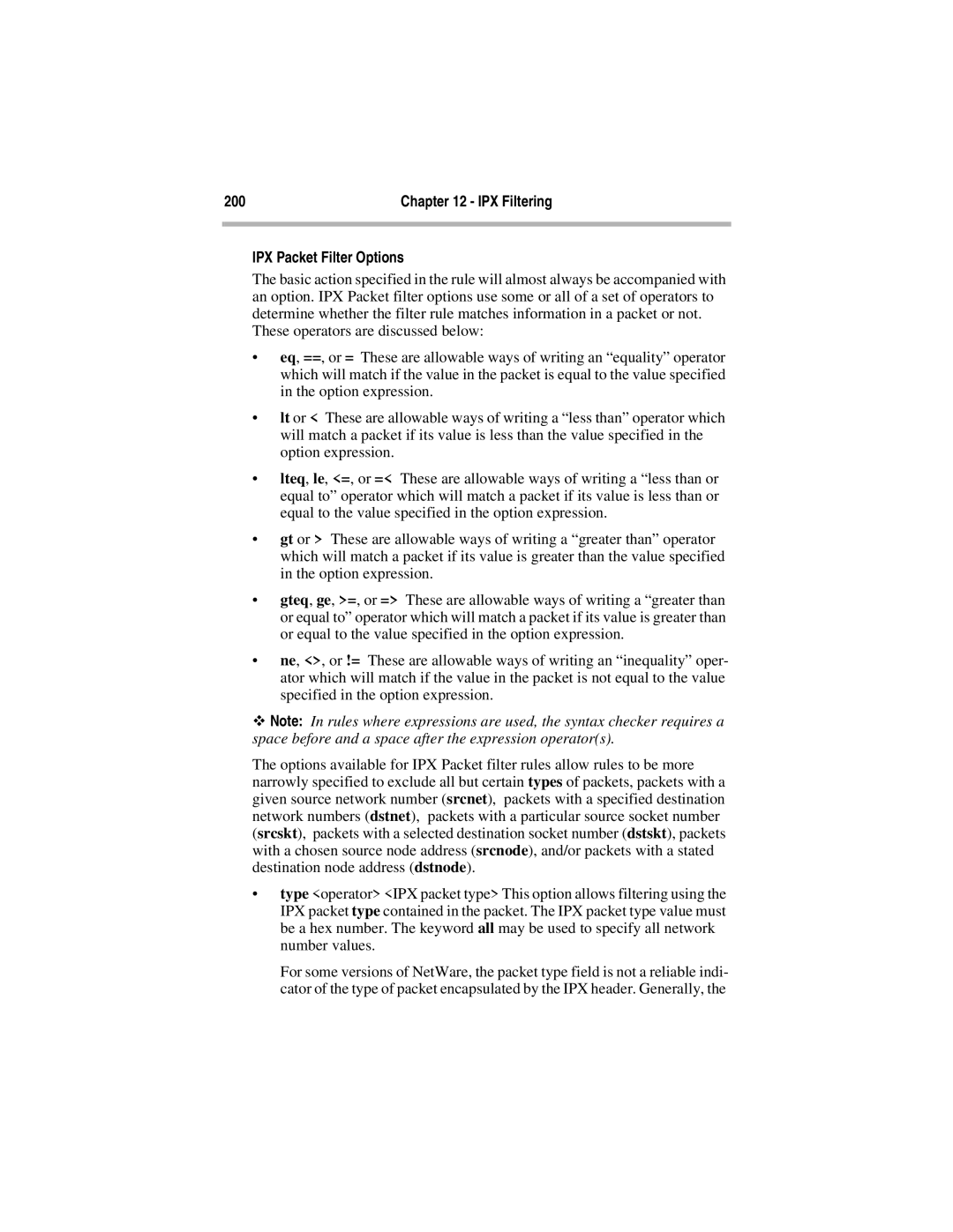 Compatible Systems 5.4 manual IPX Packet Filter Options 