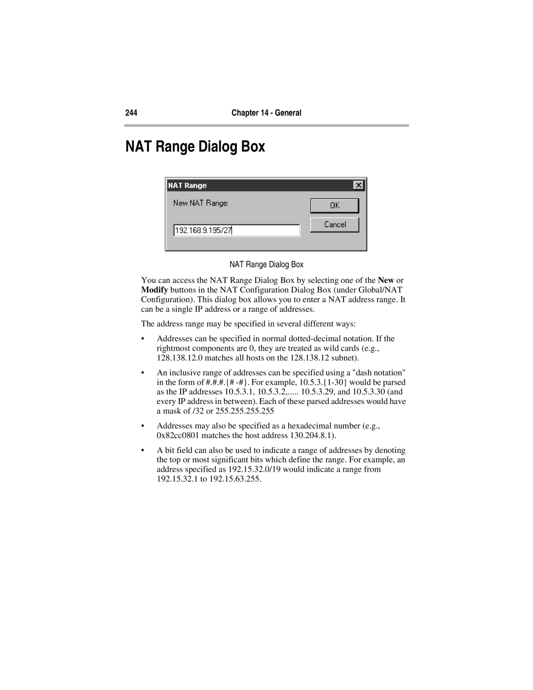 Compatible Systems 5.4 manual NAT Range Dialog Box 