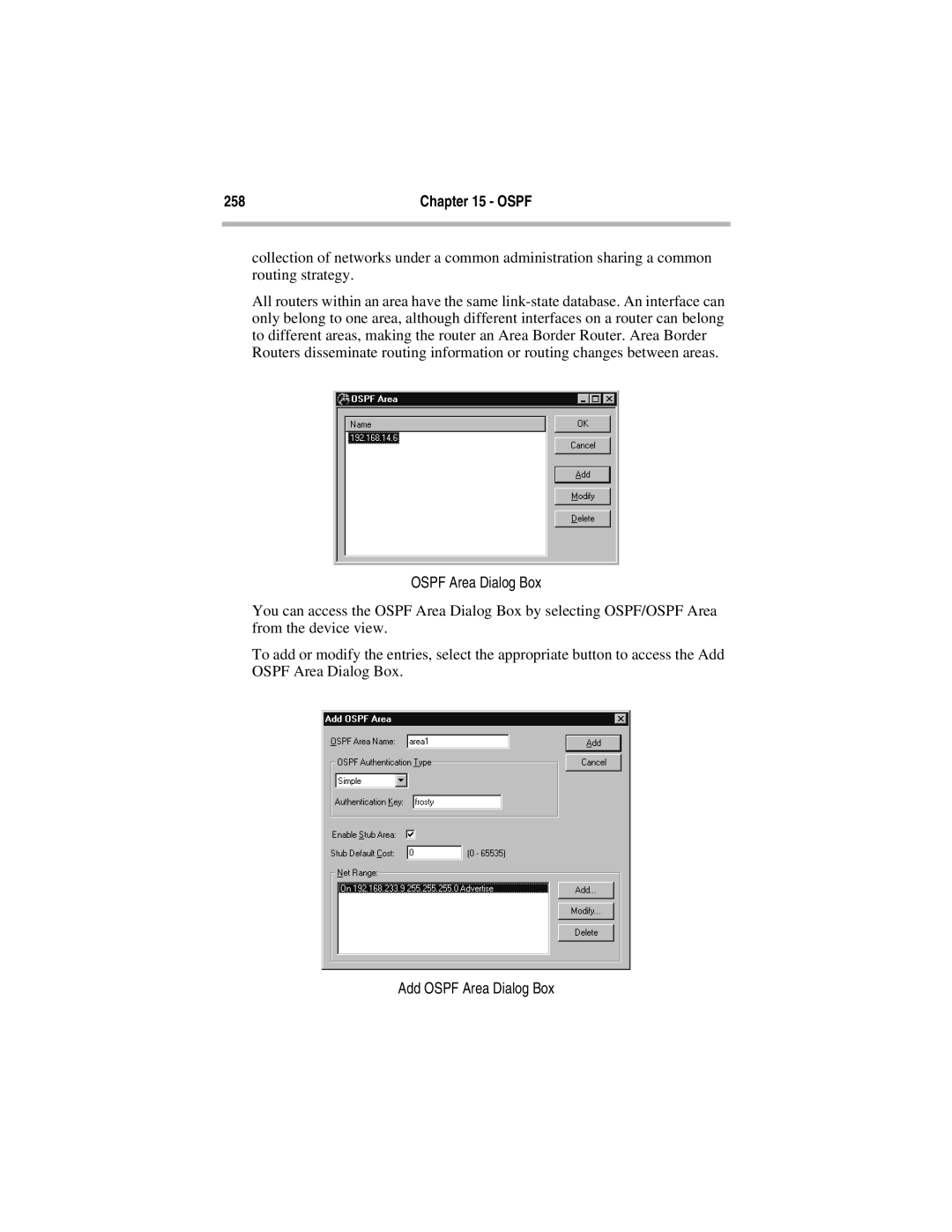 Compatible Systems 5.4 manual Add Ospf Area Dialog Box 