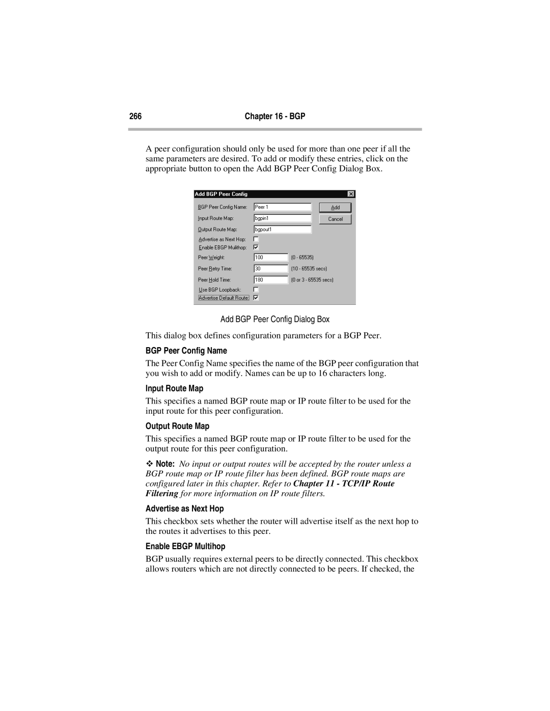 Compatible Systems 5.4 manual BGP Peer Config Name, Input Route Map, Output Route Map, Advertise as Next Hop 