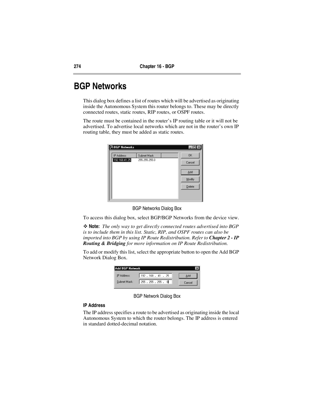 Compatible Systems 5.4 manual BGP Networks Dialog Box, BGP Network Dialog Box 