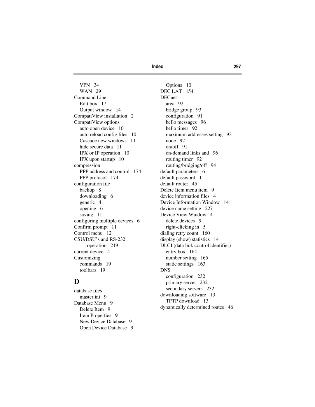 Compatible Systems 5.4 manual Index 297 