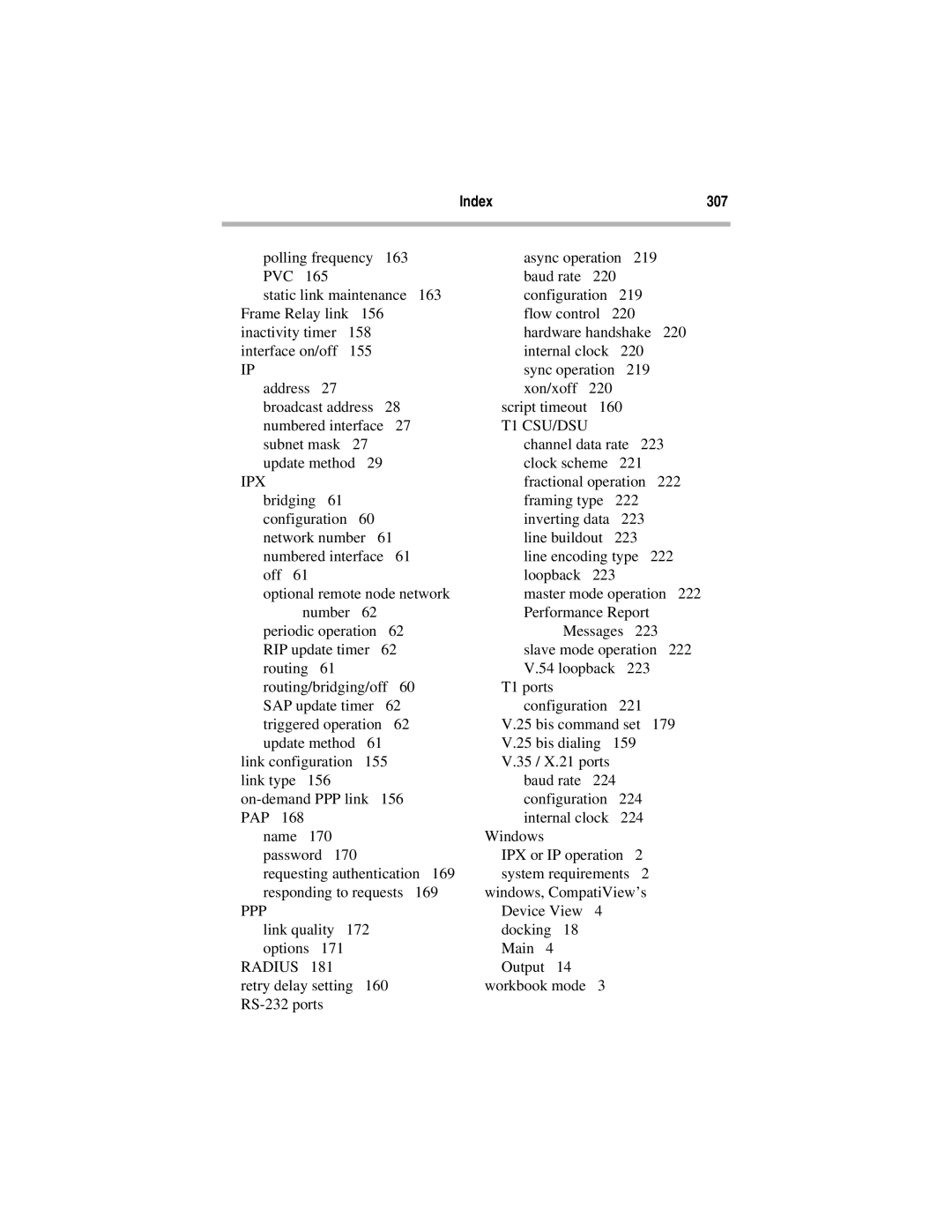 Compatible Systems 5.4 manual Index 307, Radius 