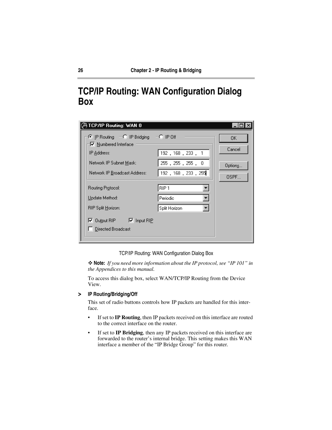 Compatible Systems 5.4 manual TCP/IP Routing WAN Configuration Dialog Box 