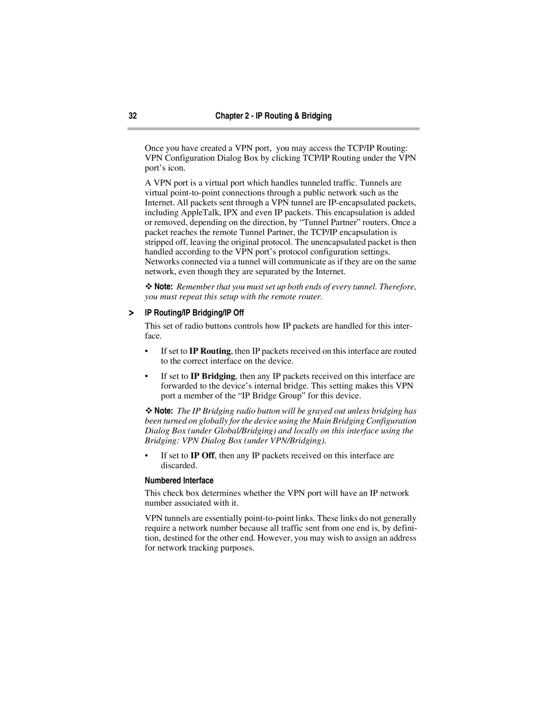 Compatible Systems 5.4 manual IP Routing/IP Bridging/IP Off, Numbered Interface 