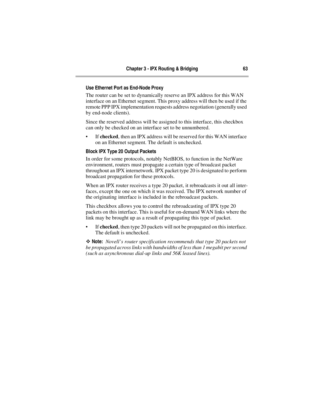 Compatible Systems 5.4 manual IPX Routing & Bridging Use Ethernet Port as End-Node Proxy, Block IPX Type 20 Output Packets 