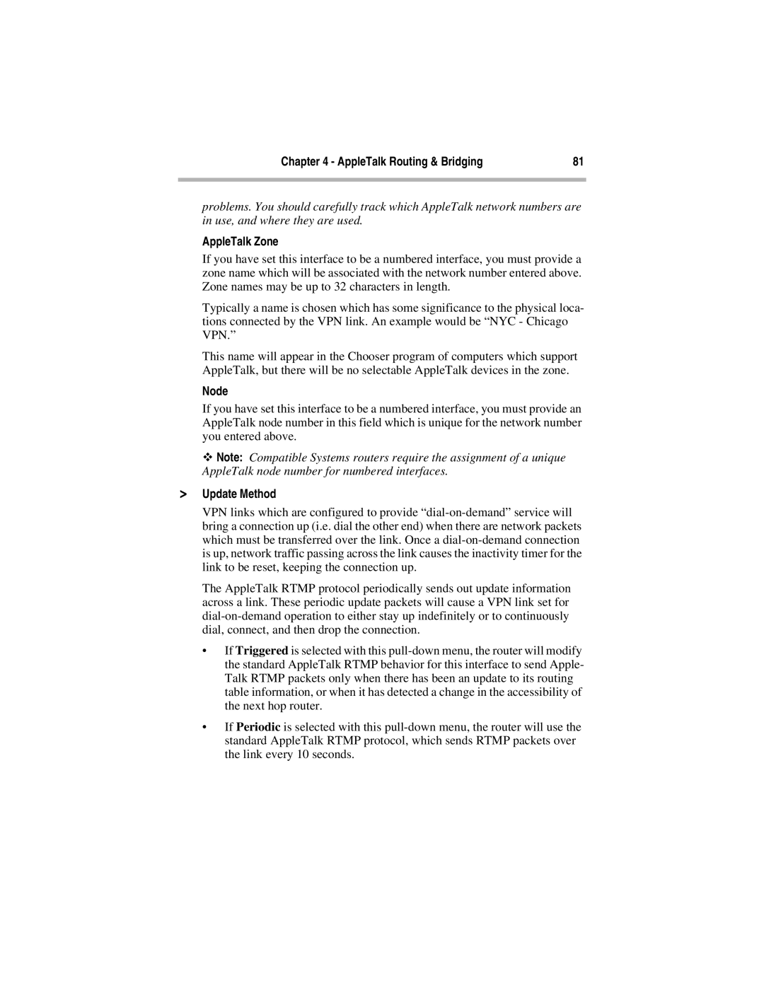 Compatible Systems 5.4 manual AppleTalk Zone, Node 