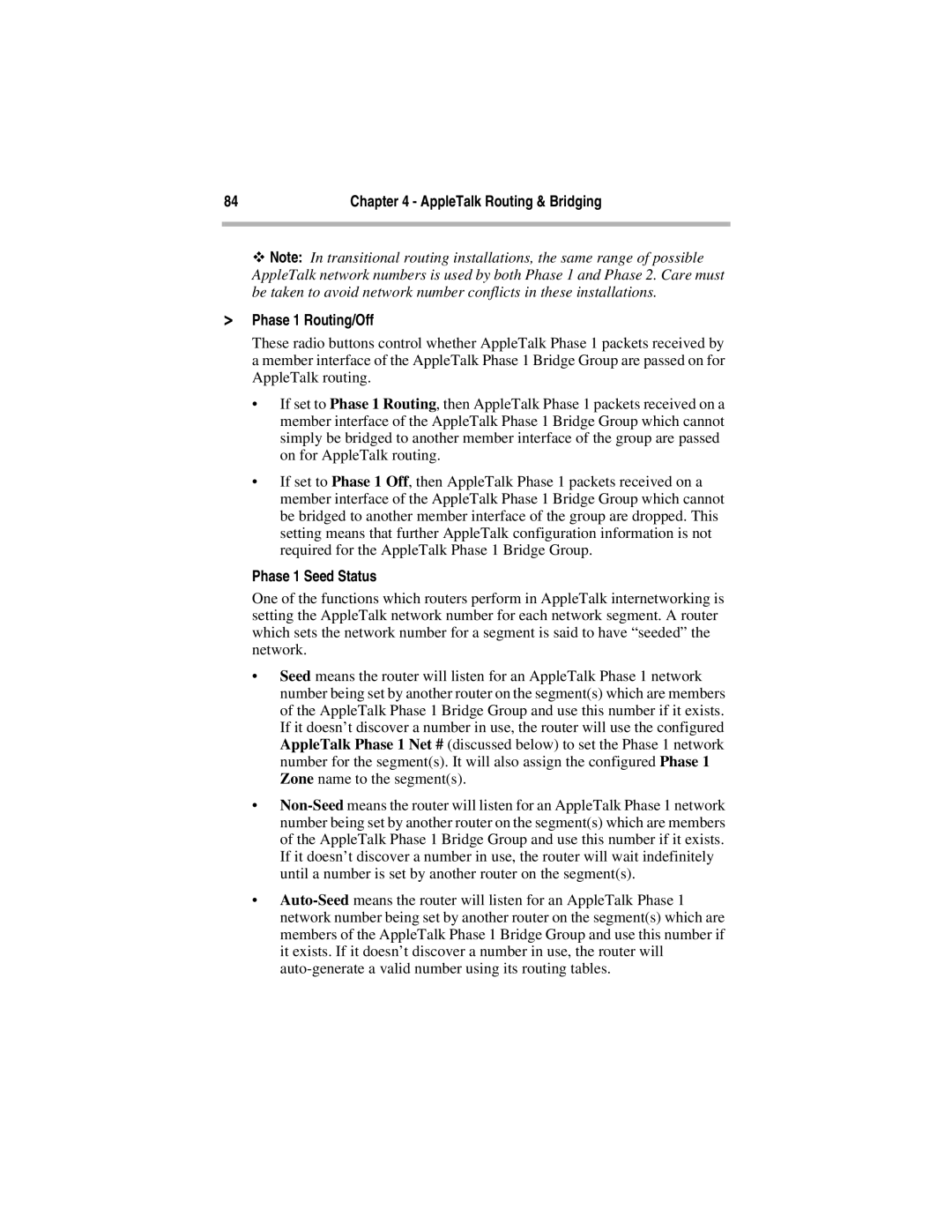 Compatible Systems 5.4 manual Phase 1 Routing/Off, Phase 1 Seed Status 