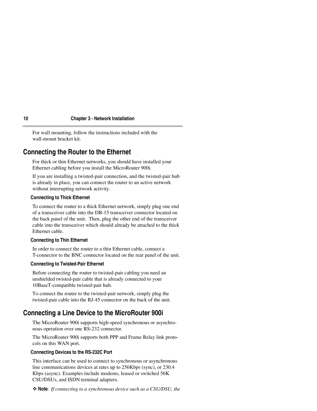 Compatible Systems 900i manual Connecting the Router to the Ethernet, Connecting a Line Device to the MicroRouter 