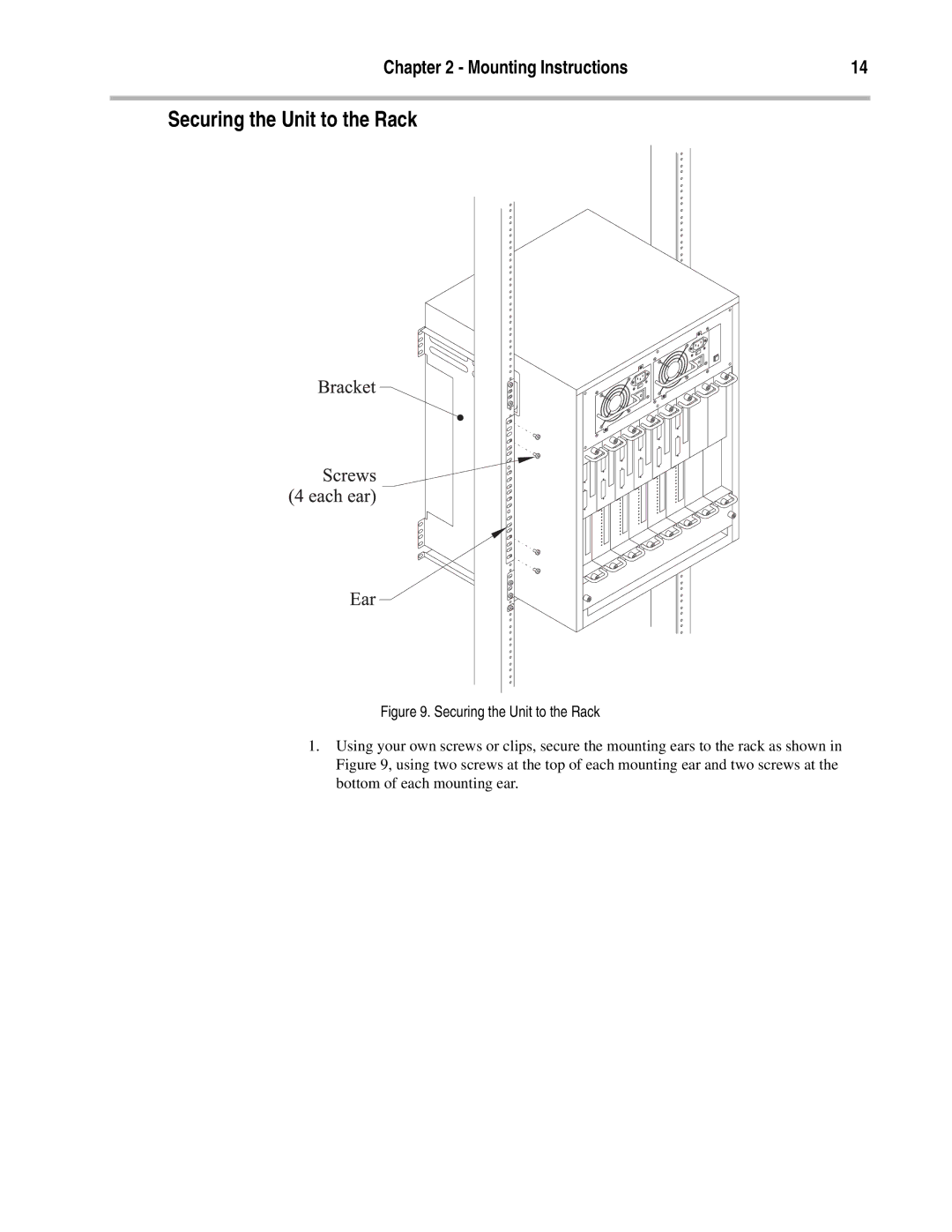 Compatible Systems A00-1869, Enterprise-8 manual Securing the Unit to the Rack 