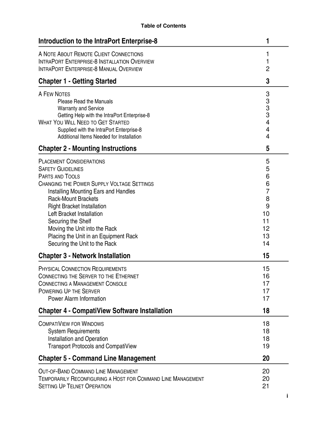 Compatible Systems A00-1869 manual Introduction to the IntraPort Enterprise-8, Getting Started, Mounting Instructions 