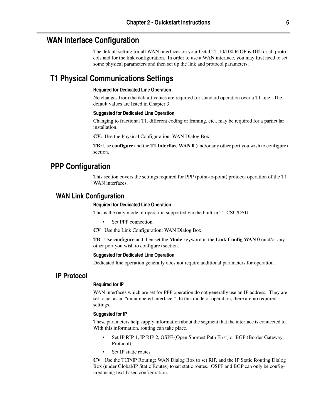 Compatible Systems T1-10/100 manual WAN Interface Configuration, T1 Physical Communications Settings, PPP Configuration 