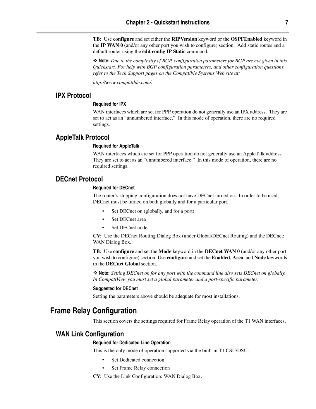 Compatible Systems T1-10/100 manual Frame Relay Configuration 