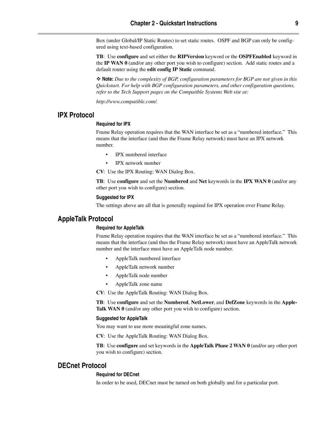 Compatible Systems T1-10/100 manual Suggested for IPX 