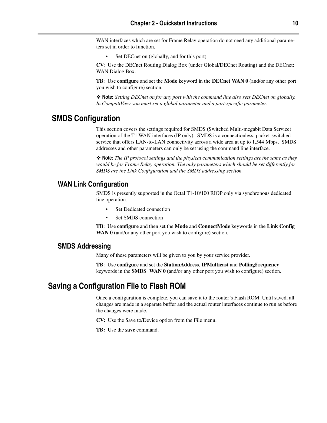 Compatible Systems T1-10/100 manual Smds Configuration, Saving a Configuration File to Flash ROM, Smds Addressing 